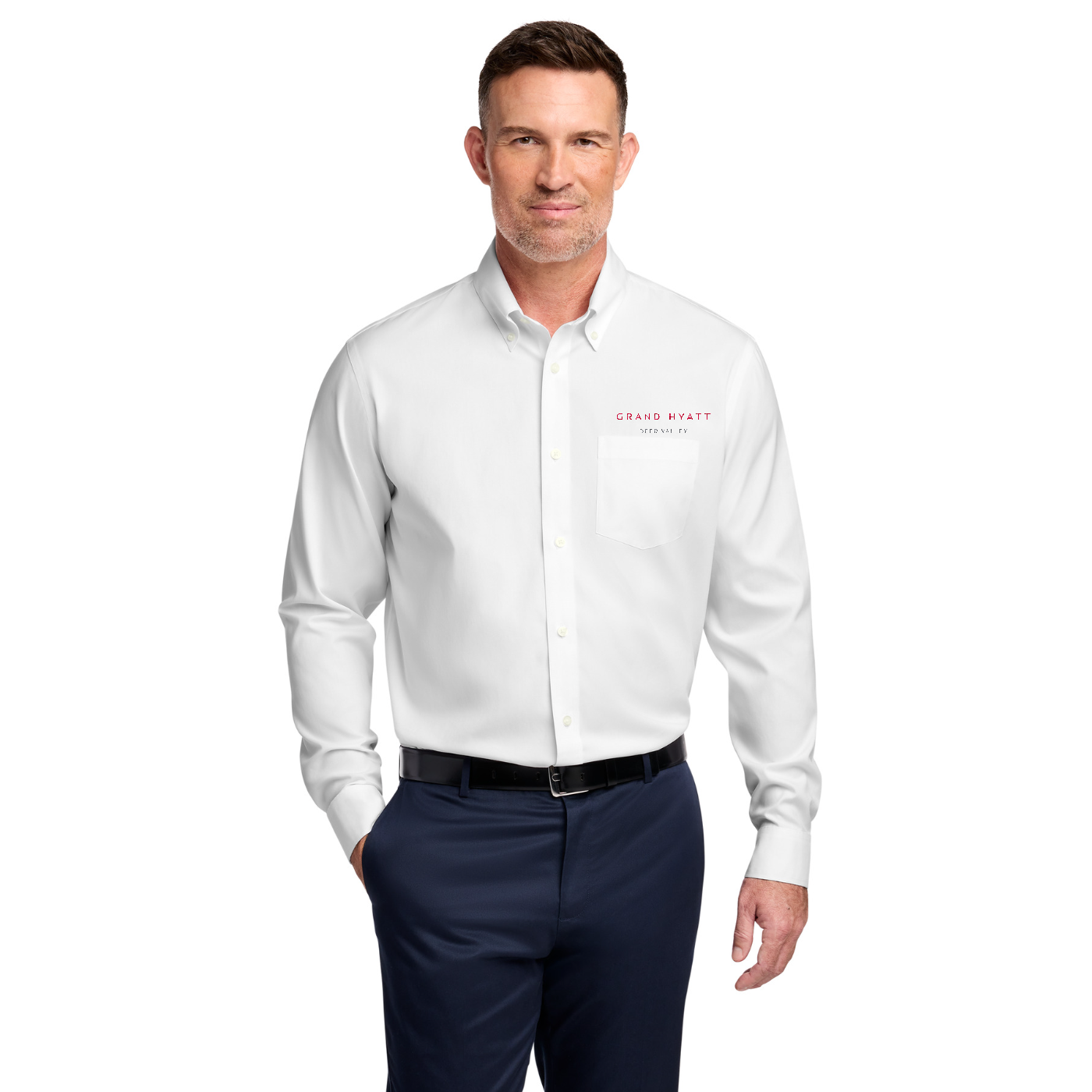 Brooks Brothers Wrinkle-Free Stretch Pinpoint Shirt — model